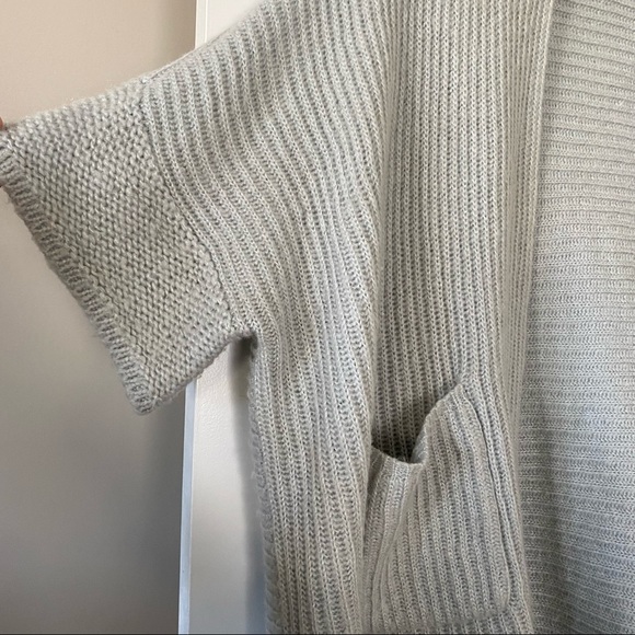 Anthropologie Wooden Ships Silver Grey Open Front Cardigan Sweater with Pockets - Picture 5 of 14